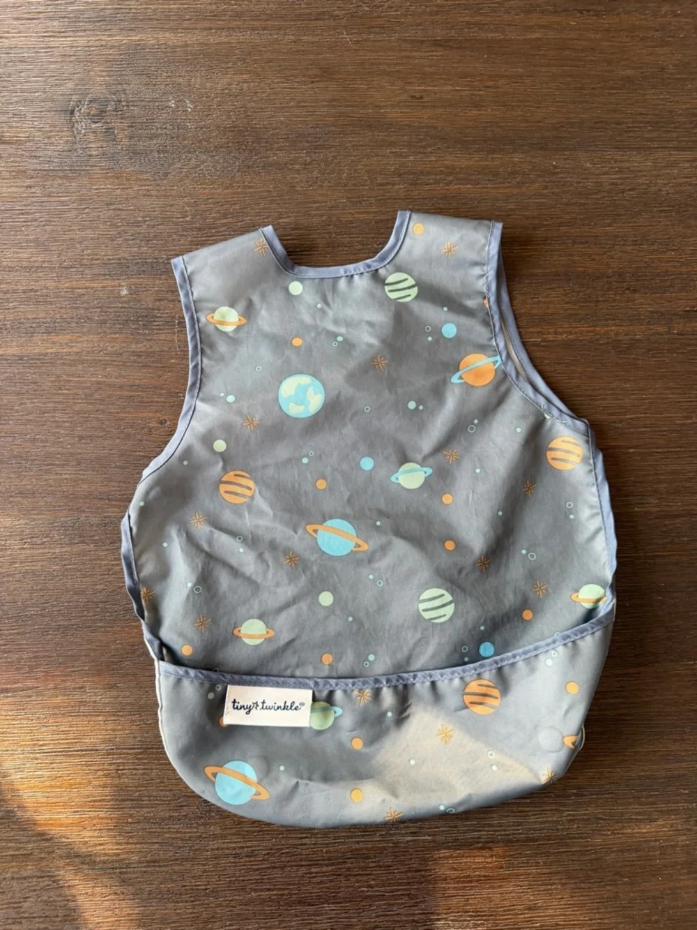 Tiny Twinkle Gray Space & Cream Dinosaur Kids Bib Set of 2